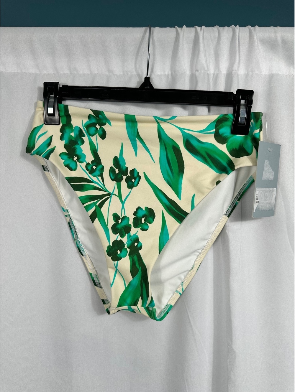 Antonio Melani Women's High Waist Bikini Bottom Green Leaf Print Size Small
